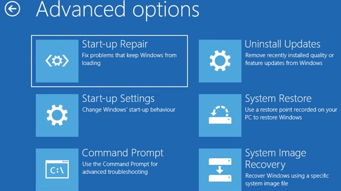 Access Windows Recovery Environment or use installation media
Select Startup Repair and follow the on-screen instructions