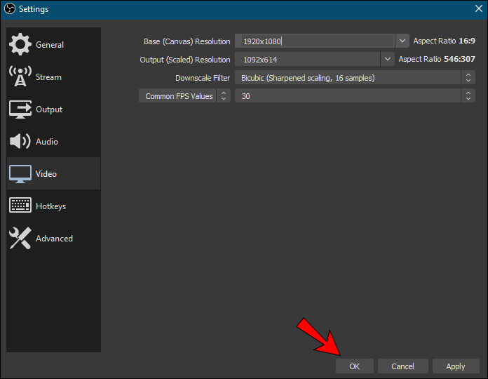Adjust the "Output resolution" and "Frame rate" settings if necessary
Click on "Save" to apply the changes