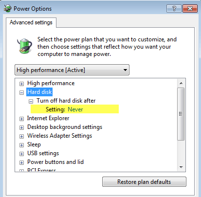 Adjust the Put the computer to sleep and Turn off the display options to longer time intervals.
Click Save changes.