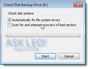 Allow the CHKDSK utility to scan and fix any errors on the disk.
Once the process is complete, try accessing the file again.