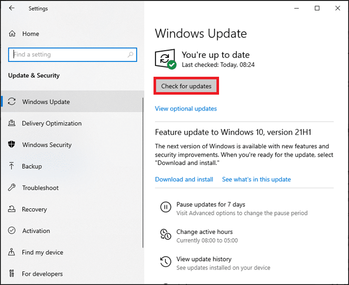 Check for pending updates in Windows Update Settings.
Open Windows Update Settings by pressing Windows key + I.