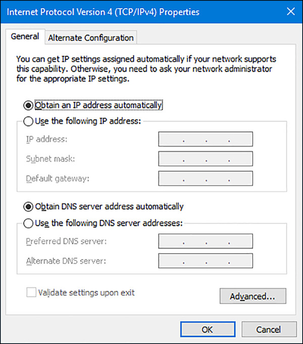 Check if your network adapter settings are configured correctly.
Ensure that your device's IP address and subnet mask are compatible with the file share server.