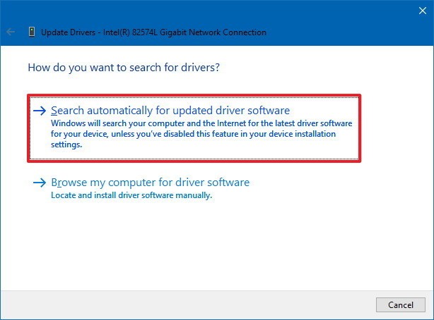 Choose Search automatically for updated driver software.
Follow the on-screen instructions to update the driver.