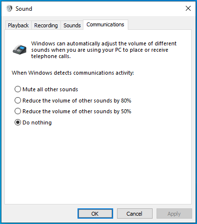 Click Apply and then OK.
Restart your computer and check if the microphone self-muting issue is resolved.