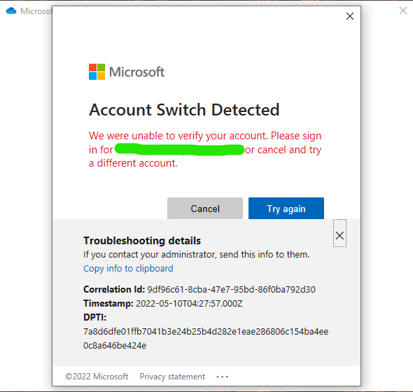 Click OK when prompted to confirm the action.
Sign in to your OneDrive account again by entering your email and password.