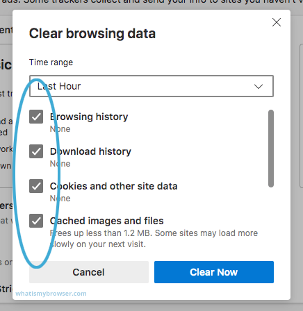 Click on "Clear browsing data" or "Clear history".
Select the option to clear cache and cookies.