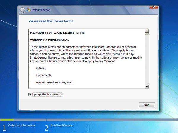 Click on "Install Now" to start the installation process.
Accept the license terms and click "Next".