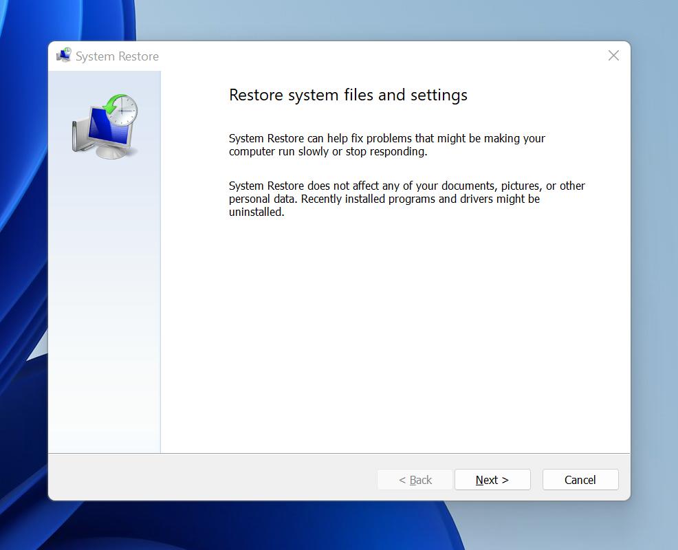 Click on OK and restart your computer.
Try running the system restore again.