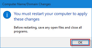 Click on "OK" to save the changes.
Restart your computer.