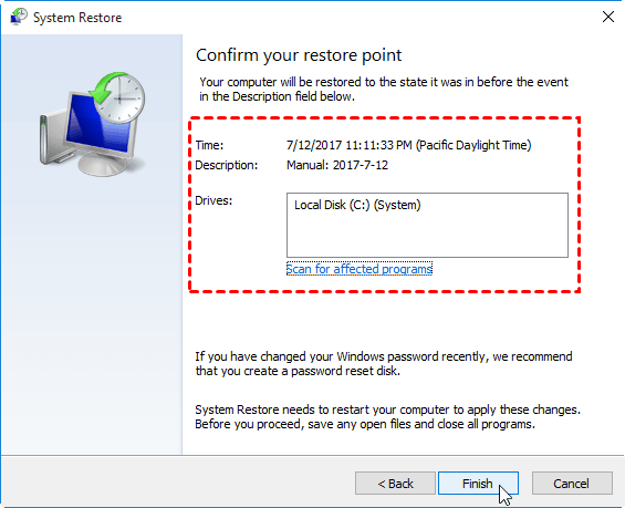 Click on the "Restore" button located at the bottom right.
Confirm the reset when prompted.
