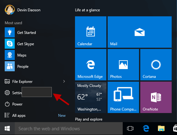 Click on the "Start" or "Windows" button.
Select the "Power" option.