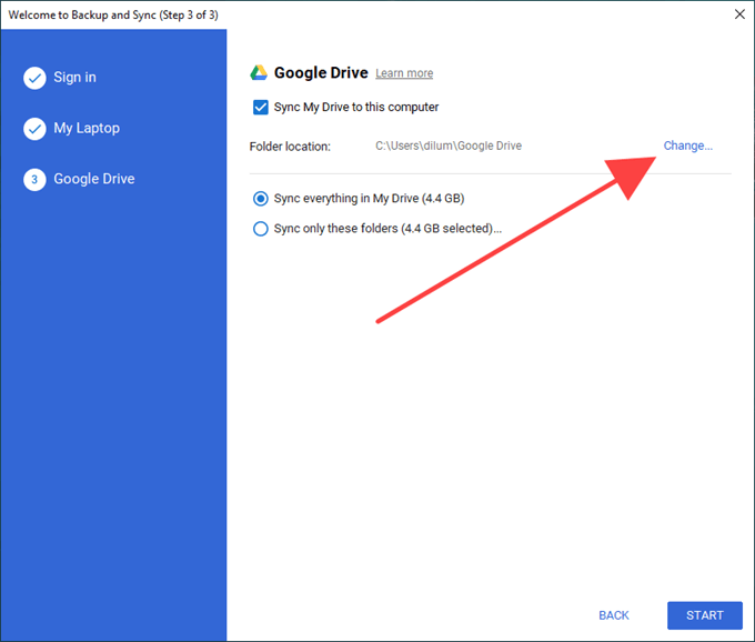 Close Google Drive Sync if it's open
Go to the system tray and right-click on the Google Drive Sync icon