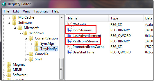 Delete the IconStreams and PastIconsStream values
Close the Registry Editor