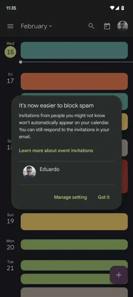 Enable Advanced Protection settings to manage invitations and block untrusted senders.
Review and adjust Google Calendar privacy settings to prevent spam invasion.