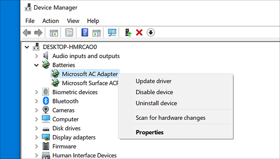 Expand the relevant category and right-click on the device driver.
Select Update driver and choose either Search automatically for updated driver software or Browse my computer for driver software.