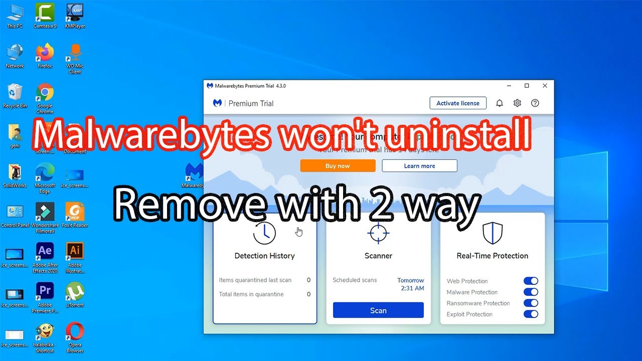 Follow the on-screen prompts to uninstall Malwarebytes.
Download the latest version of Malwarebytes from the official website.