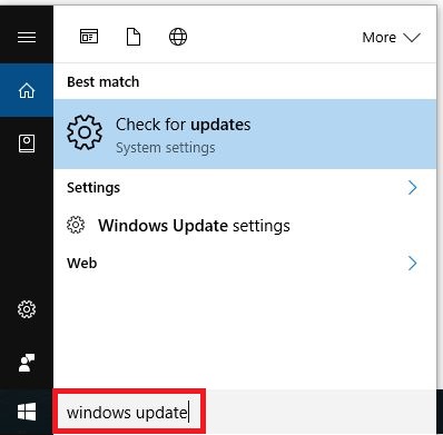 From the left-hand menu, select Windows Update.
Click on the Check for updates button to search for available updates.
