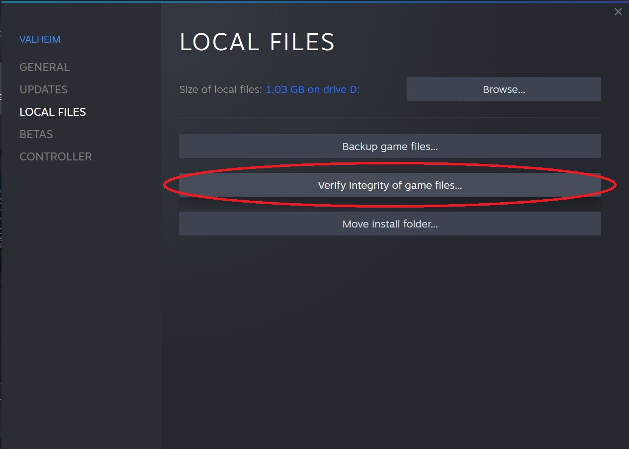 Go to the Local files tab and click on Verify files.
Wait for the process to complete.