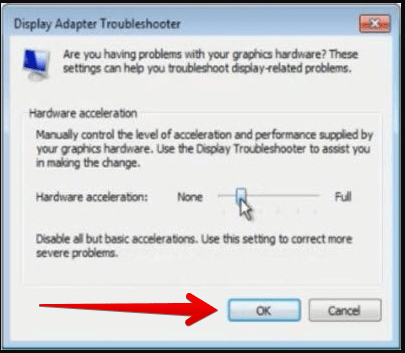 Go to the Troubleshoot tab and click on Change settings.
Disable the Hardware Acceleration slider to the left.