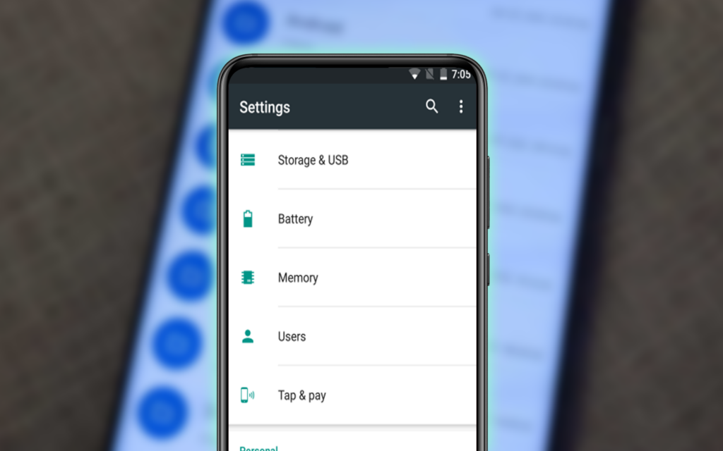 Go to your device's settings.
Navigate to "Storage" or "Storage & USB".