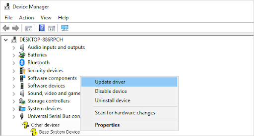 If an update for the Base System Device driver is found, click on Install to update it.
Restart your computer to apply the changes.