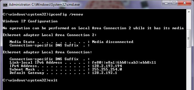 In the Command Prompt, enter the following commands one by one:
ipconfig /release