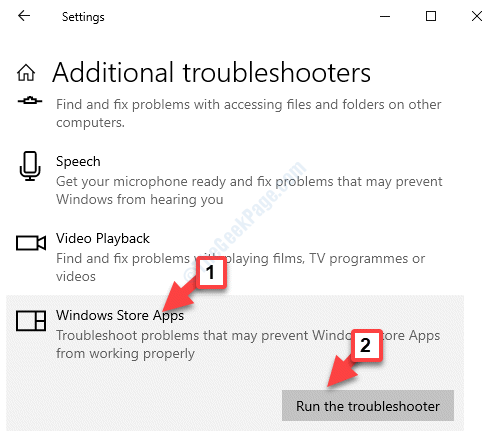 In the left pane, select Troubleshoot.
Scroll down and click on Windows Store Apps under the "Find and fix other problems" section.