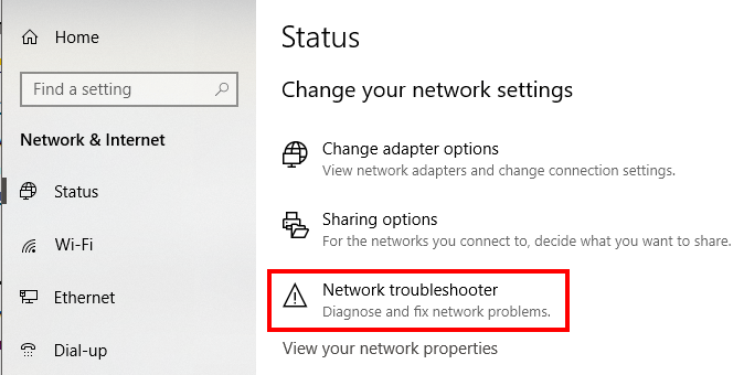 In the left sidebar, choose Troubleshoot.
Click on Internet Connections and then click on Run the troubleshooter.