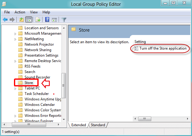 In the Local Group Policy Editor, navigate to Computer Configuration > Administrative Templates > Windows Components > Store.
Double-click on "Turn off the Store application" policy.