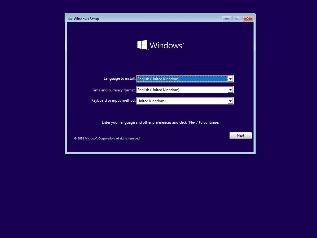 Insert your Windows installation media and boot from it.
Select your language preferences and click "Next."