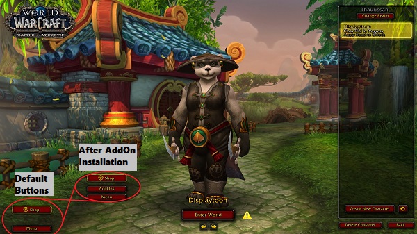 Launch World of Warcraft.
Click on the "Add-ons" button in the lower-left corner of the character selection screen.
