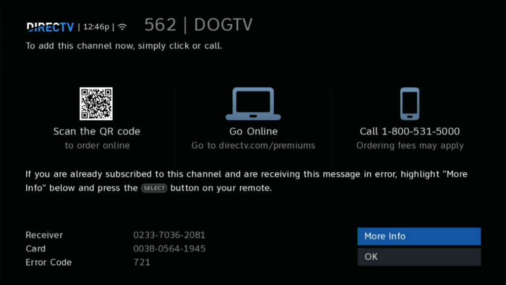 Make sure you are subscribed to the channel that is showing the "Channel Not Purchased" message.
Access the DirecTV website or use the DirecTV app to log in to your account.
