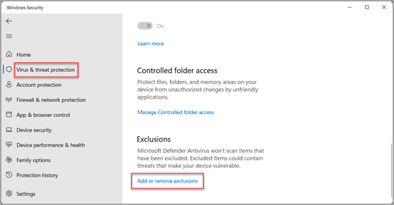 Navigate to the location of the program file or folder you want to exclude from Windows Defender.
Select the program file or folder, and then click on Open.