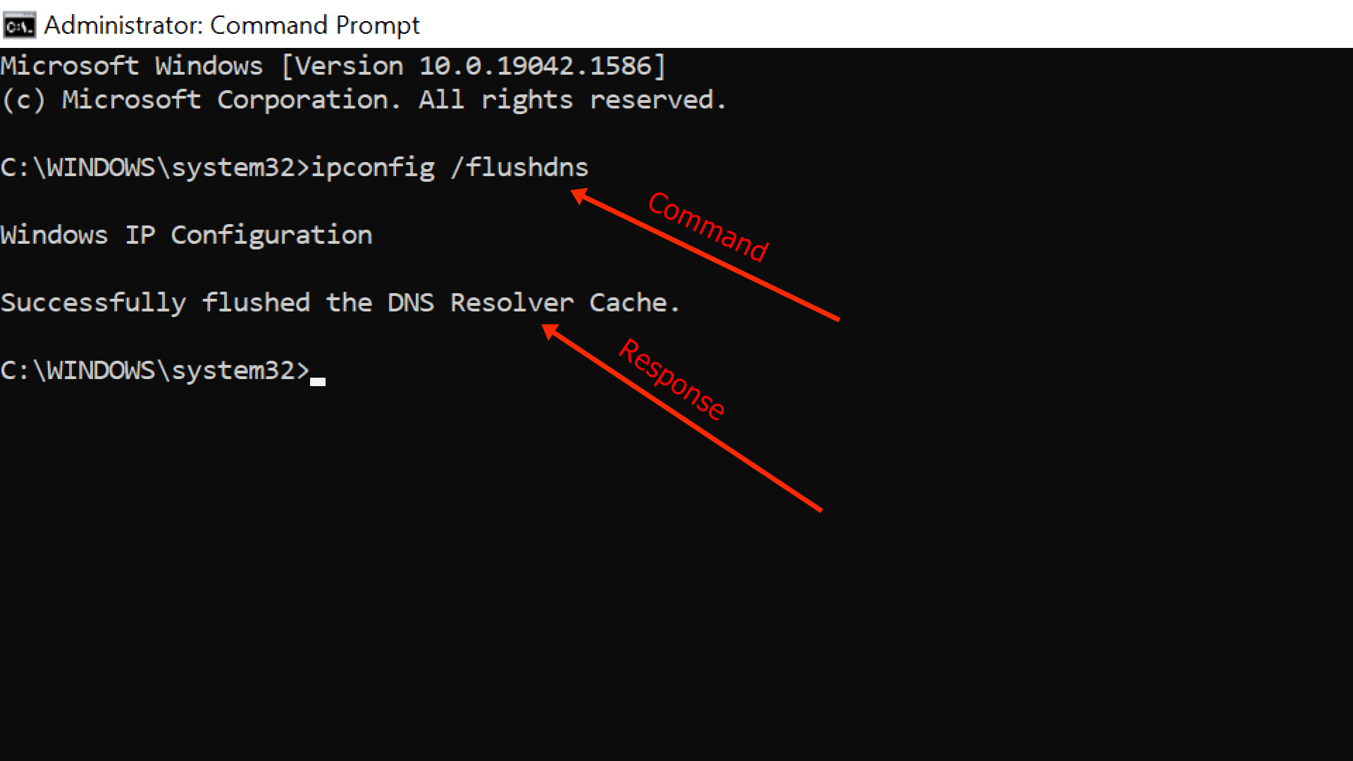 Open Command Prompt as an administrator
Type ipconfig /flushdns and press Enter