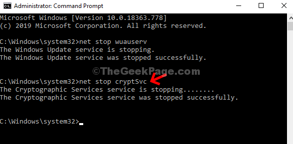 Open Command Prompt with administrative privileges by pressing Win+X and selecting Command Prompt (Admin).
Stop the Windows Update service by typing net stop wuauserv and pressing Enter.