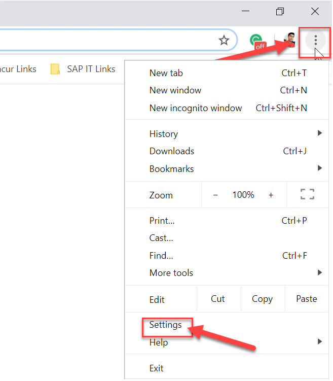Open Google Chrome and click on the three dots in the top-right corner.
Select Settings.