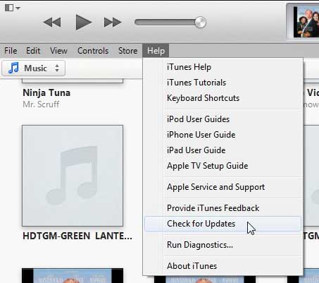 Open iTunes on your computer.
Click on the Help menu and select Check for Updates.