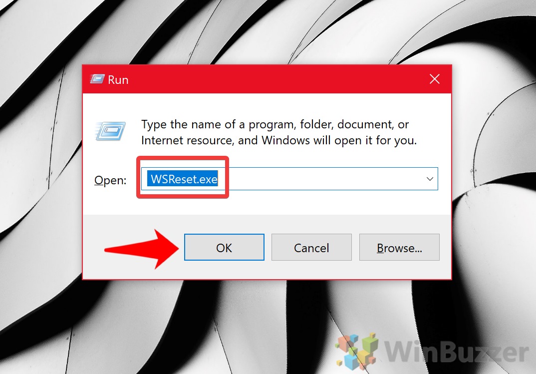 Open Run dialog by pressing Win+R.
Type wsreset.exe and press Enter.