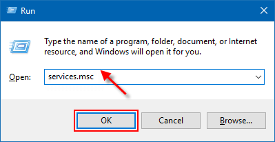 Open Run dialog by pressing Windows key + R.
Type services.msc and press Enter.