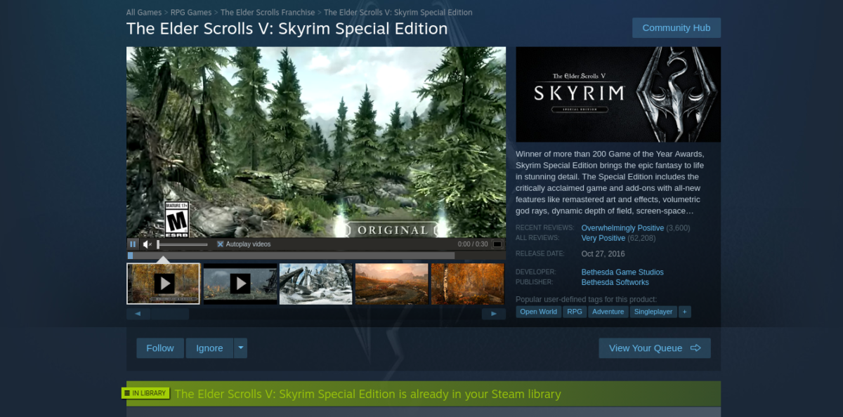 Open Steam on your computer.
Go to your Library and right-click on Skyrim.