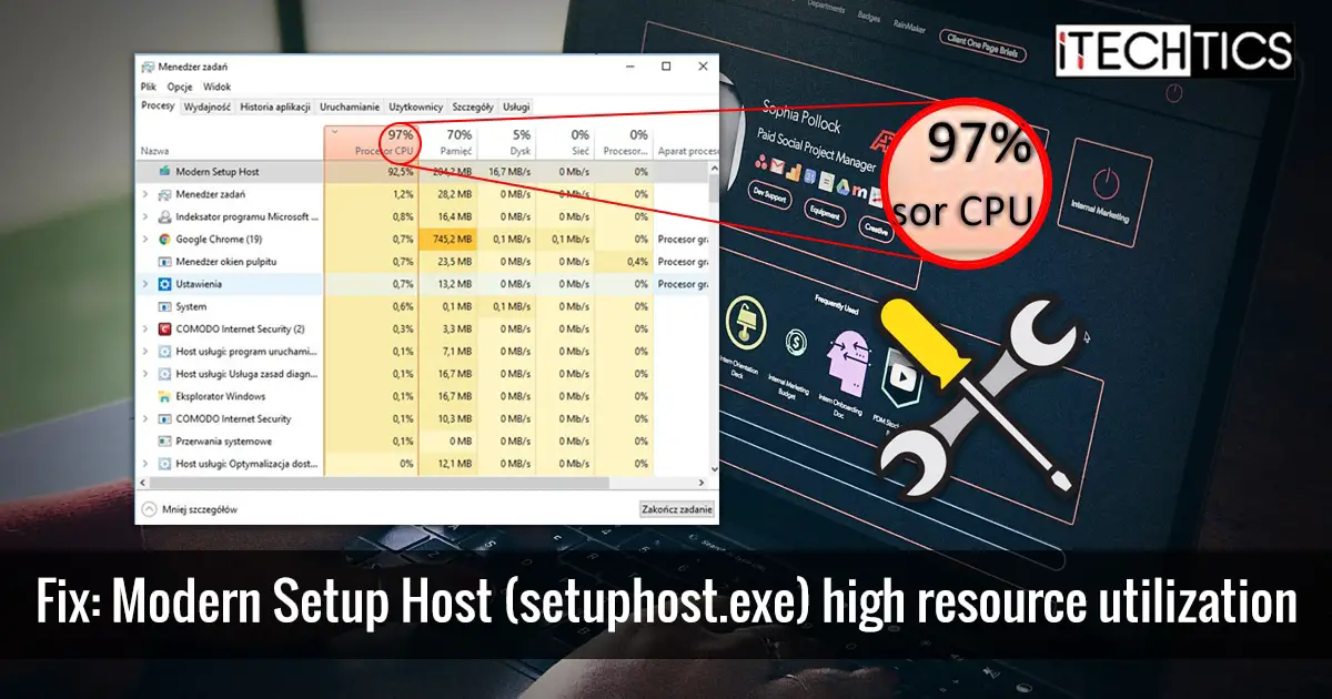 Open Task Manager by pressing Ctrl+Shift+Esc.
Locate the Modern Setup Host process in the list of running processes.