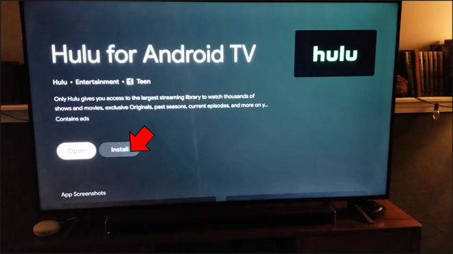 Open the app store on your device.
Search for "Hulu" and locate the Hulu app.