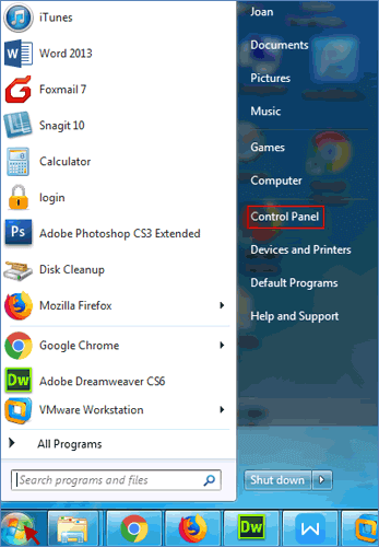 Open the Control Panel by searching for it in the Start menu.
Select Programs or Programs and Features.