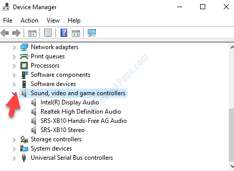 Open the Device Manager by right-clicking on the Start button and selecting "Device Manager" from the context menu.
Expand the "Sound, video, and game controllers" category by clicking on the arrow next to it.