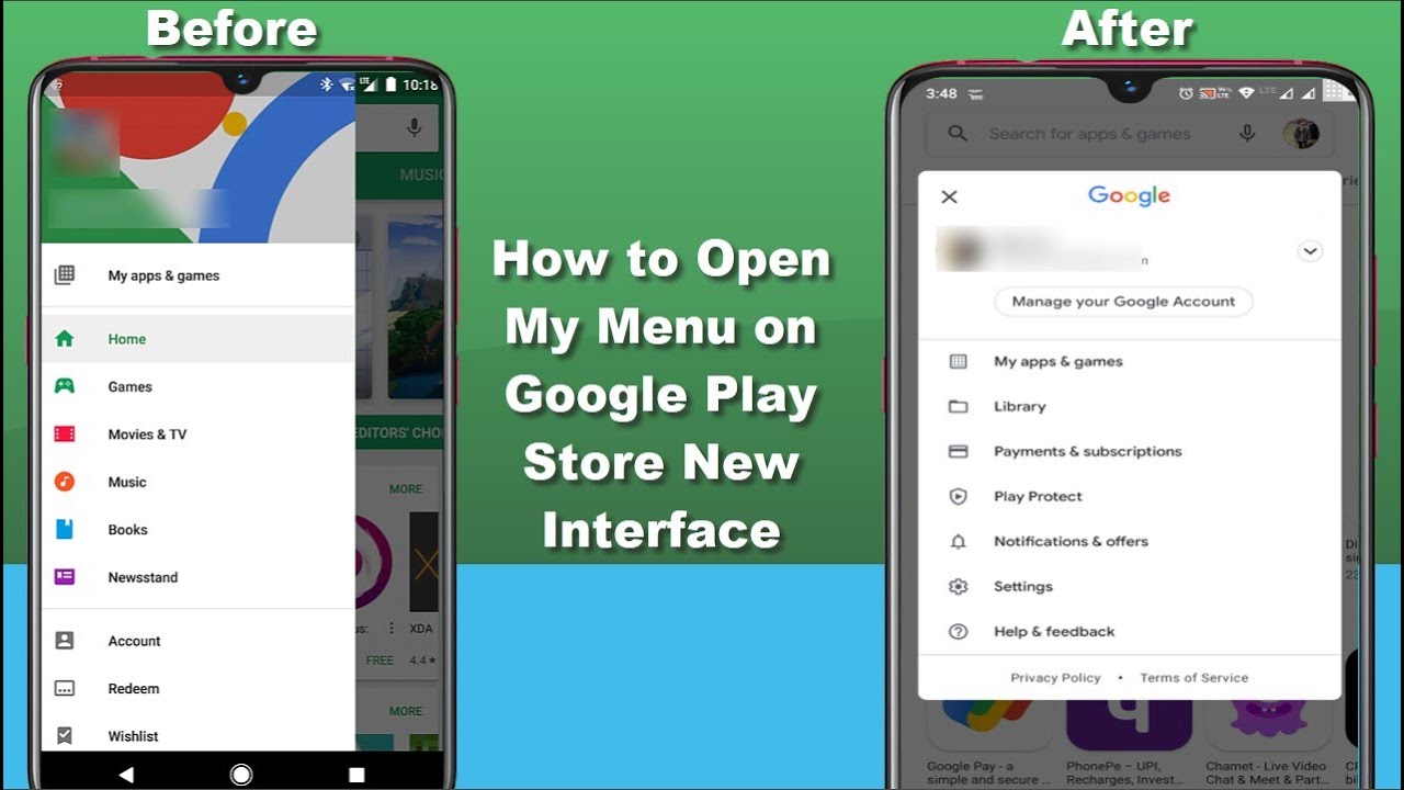 Open the Google Play Store on your device.
Tap on the three-line menu icon in the top-left corner.