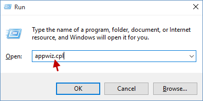 Open the Run dialog box by pressing Win+R.
Type appwiz.cpl and press Enter to open the Programs and Features window.