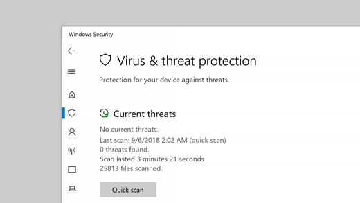 Open the Windows Security or Windows Defender Security Center (depending on your version of Windows).
Click on Virus & Threat Protection.