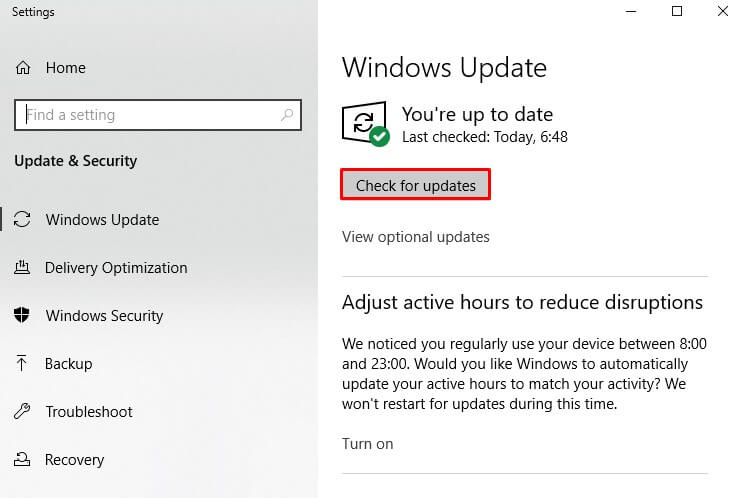 Open the Windows Update settings.
Click on "Check for updates" to see if the error persists.