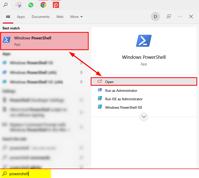 Open Windows PowerShell by searching for it in the Windows search bar.
Type the command Get-Host and press Enter.
