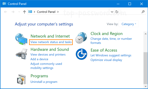 Press the "Windows" key and type "Control Panel".
Open "Control Panel" and click on "Network and Internet".